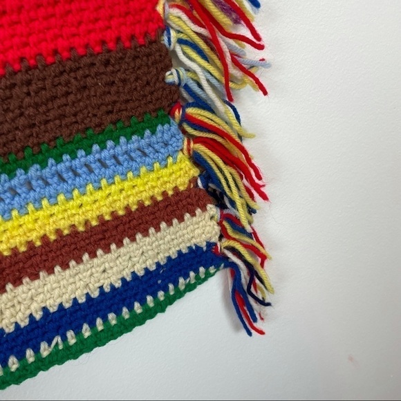 Throw Blanket Crochet Handmade Colorfol Tassles Small Throw - Picture 3 of 7